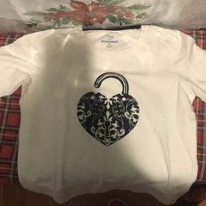 White heart lock sweater